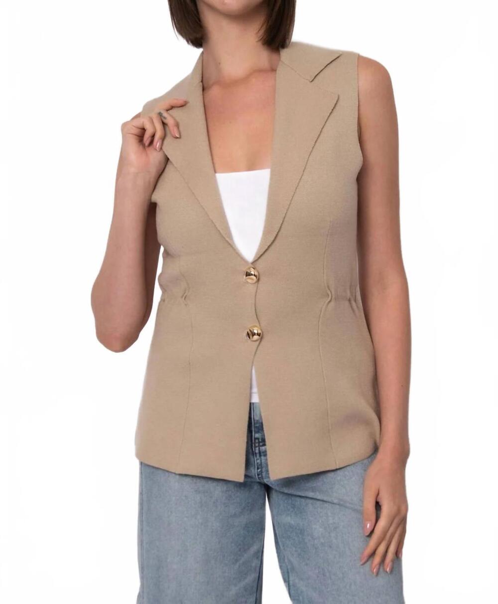 NEW RD STYLE women's mahalia lapel neck vest in true tan